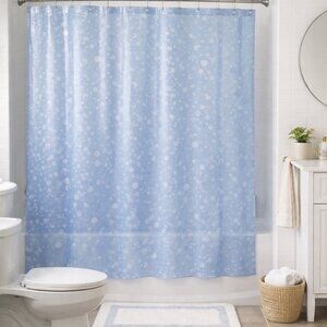 Vintage Blue Sparkle Vinyl Shower Curtain 70x72 Retro Bathroom Decor Retro